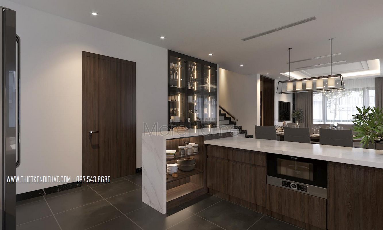 Thiết kế nội thất phòng bếp biệt thự Ecopark Văn Giang 